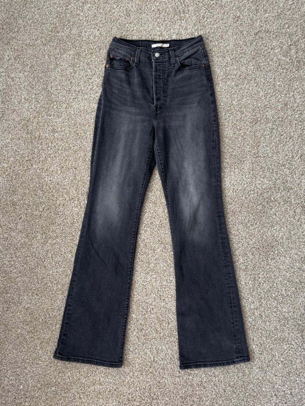 Levi’s Womens Ribcage Boot Leg Jeans Washed Black Denim Size 29x33 Streetwear